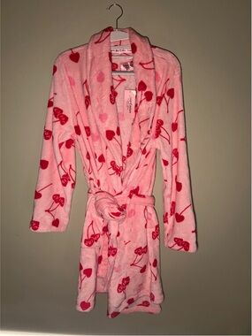 Juicy Couture Pink/Red "Juicy" Hearts Cherries Plush Bathrobe